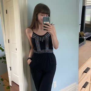 Black Embroidered Topshop Jumpsuit in a 2